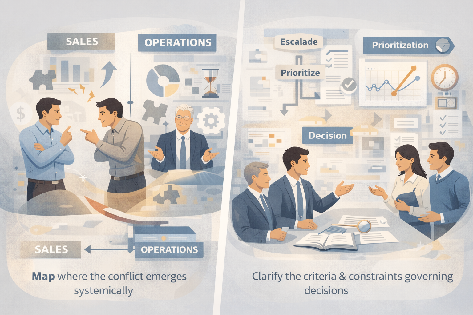 ORIS Solutions - Xung đột kéo dài giữa Sales và Operations được giải quyết bằng cơ chế ra quyết định và phối hợp ở cấp độ hệ thống